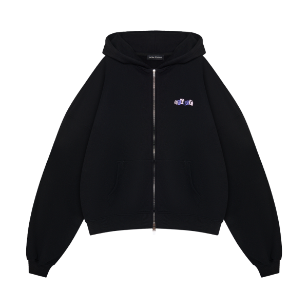 Zip-Hoodie "Jardin de Lavande" Black