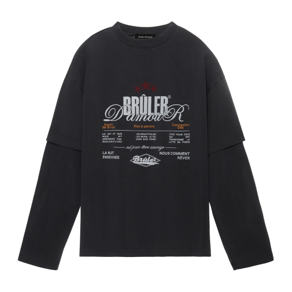 Longsleeve “Note” Graphite garment washing