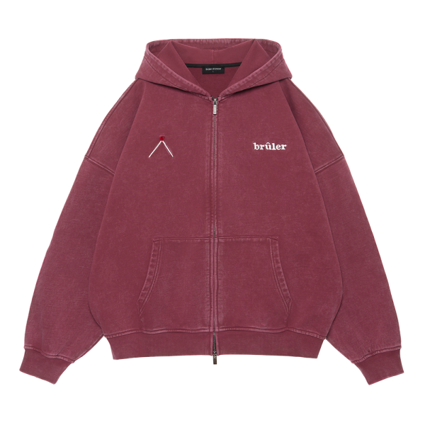 Zip Hoodie “Frisson” Burgundy wash