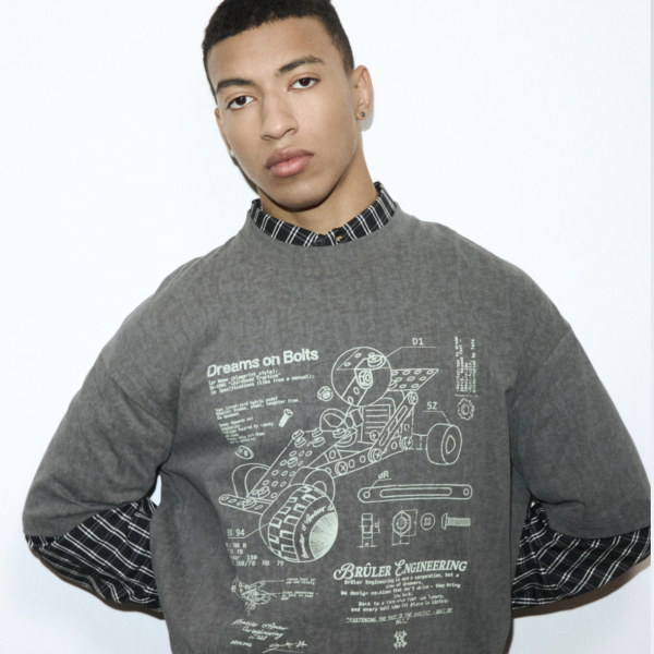 T-Shirt “Constructeur” Graphite garment dyed