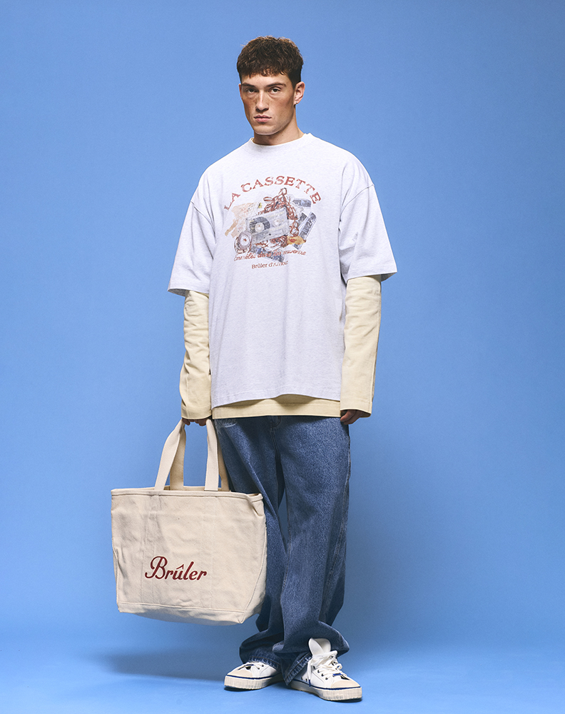 Молочная сумка-шоппер с вышивкой Brûler