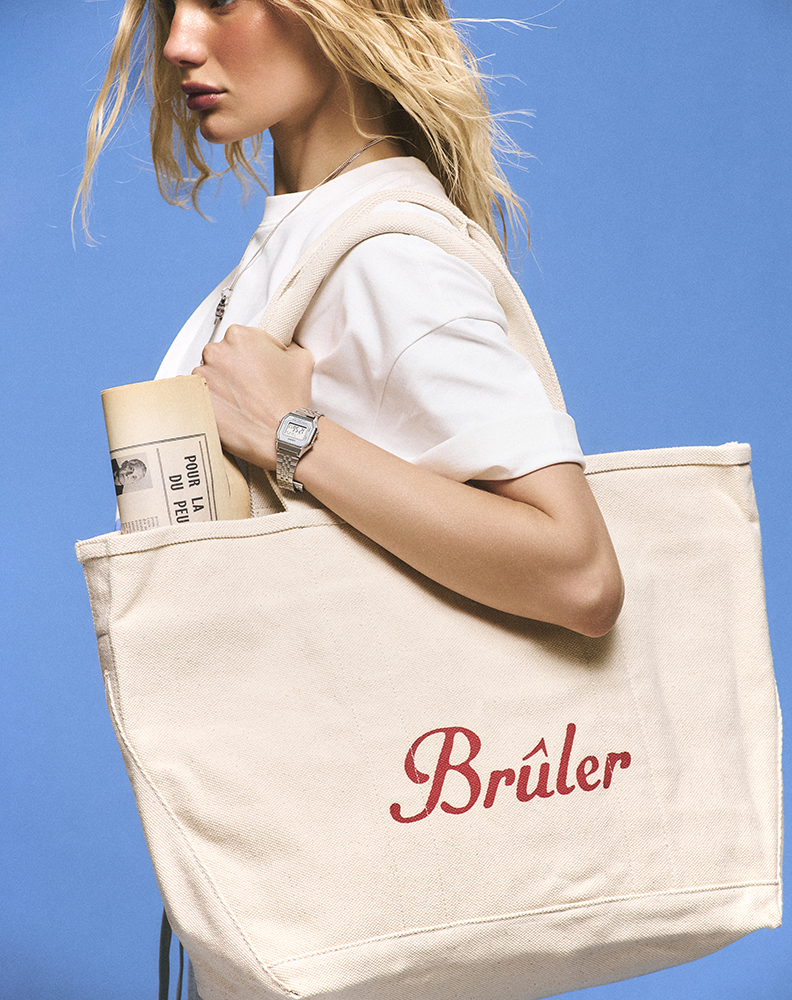 Молочная сумка-шоппер с вышивкой Brûler