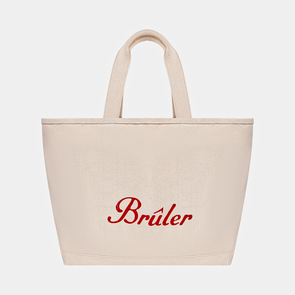 Молочная сумка-шоппер с вышивкой Brûler