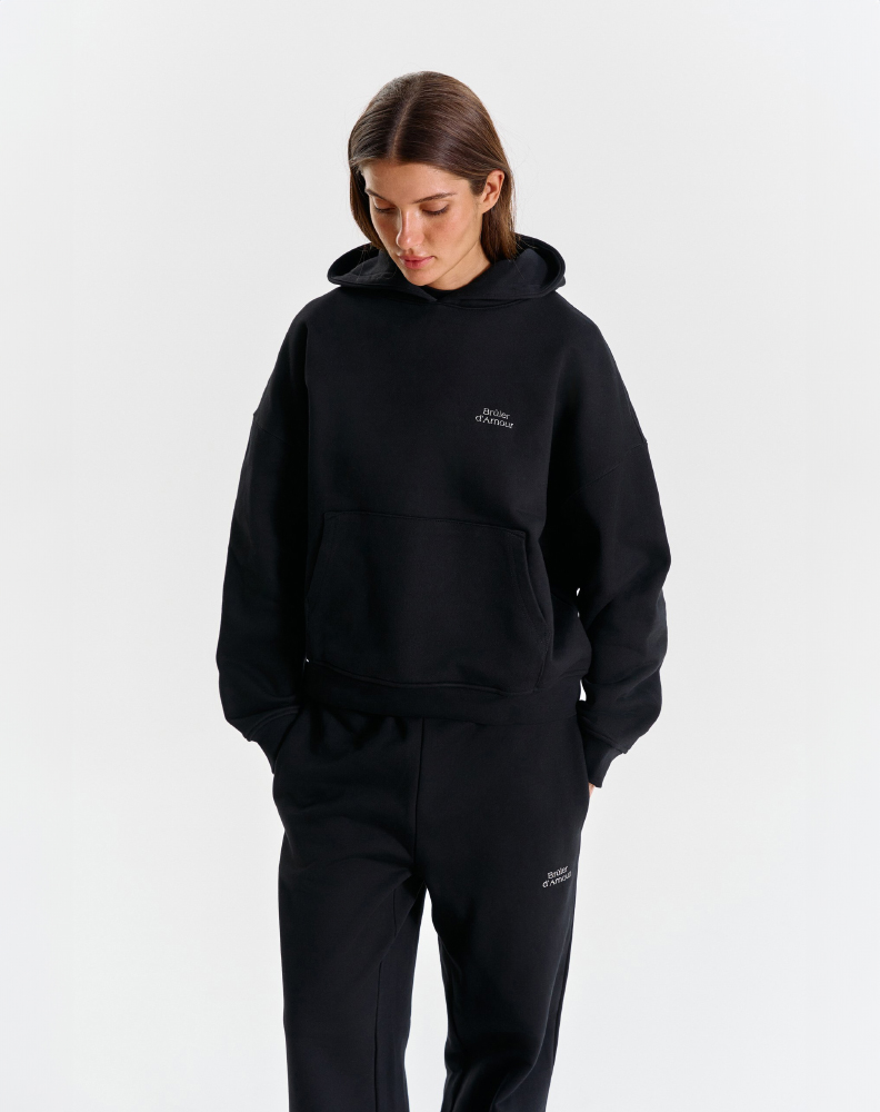 Чёрное оверсайз худи "Logo de base 01"