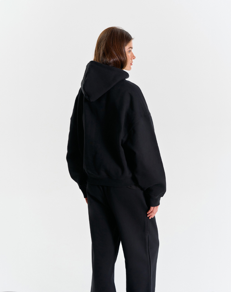 Чёрное оверсайз худи "Logo de base 01"