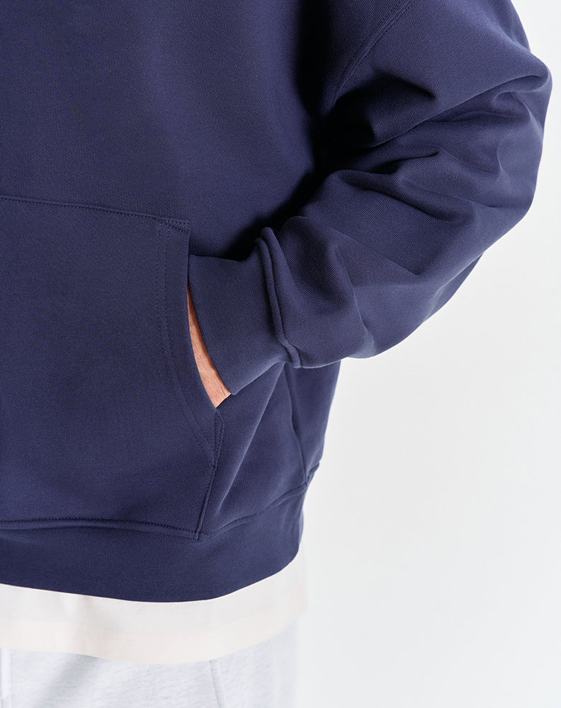 Тёмно-синее оверсайз худи "Logo de base 01"