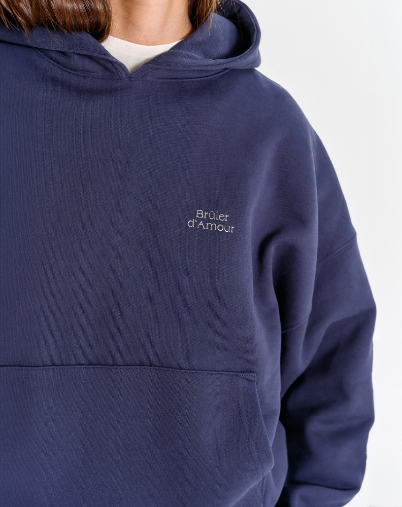 Тёмно-синее оверсайз худи "Logo de base 01"
