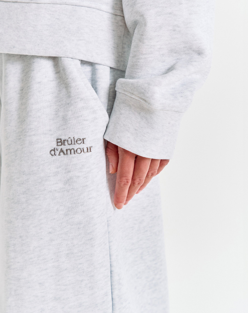 Серое меланжевое half-zip худи "Logo de base 01"