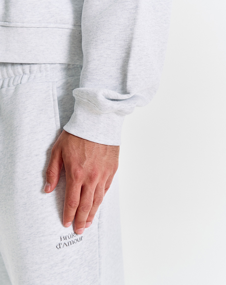 Серое меланжевое half-zip худи "Logo de base 02"