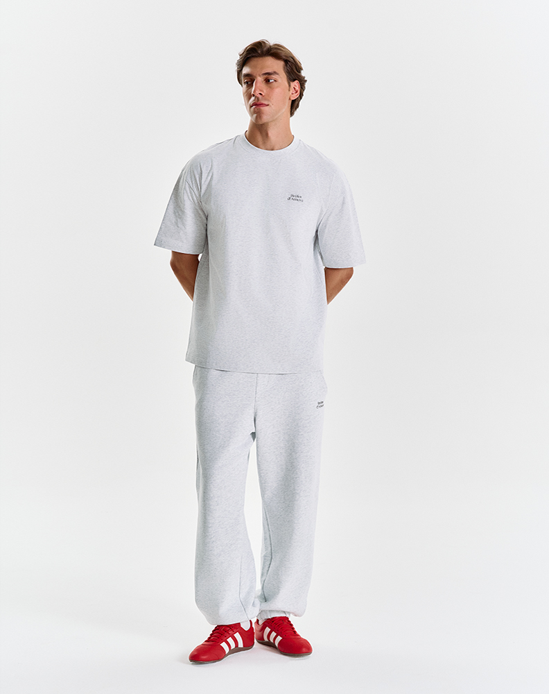 Серые меланжевые оверсайз джоггеры "Logo de base 01"