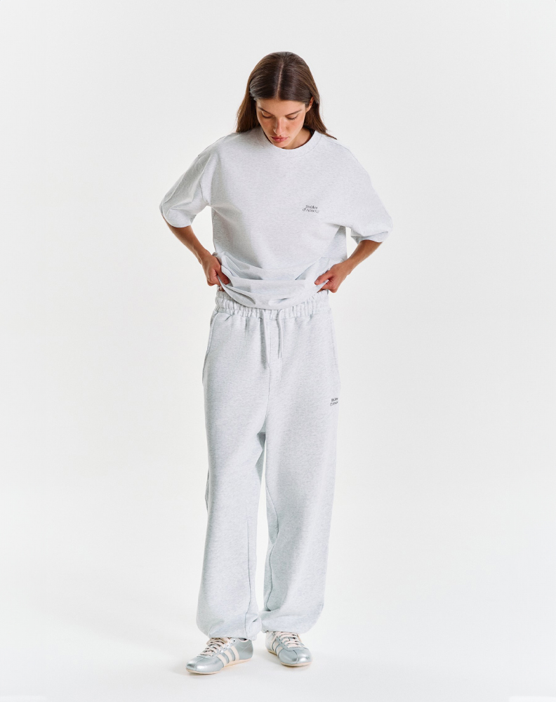 Серые меланжевые оверсайз джоггеры "Logo de base 01"