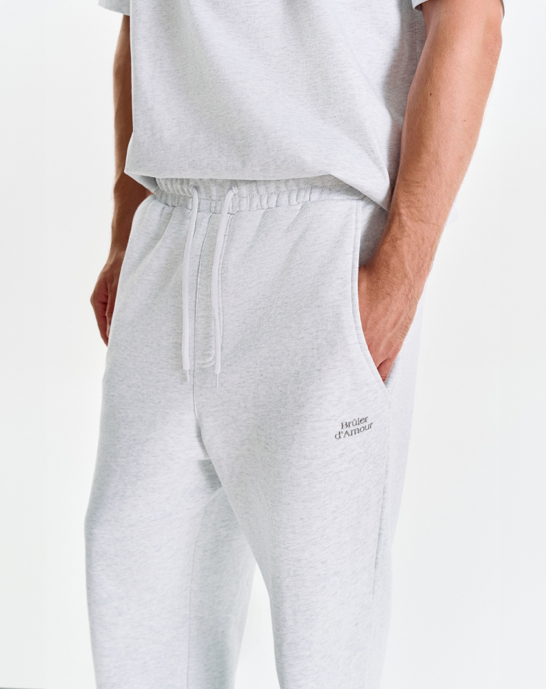 Серые меланжевые оверсайз джоггеры "Logo de base 01"