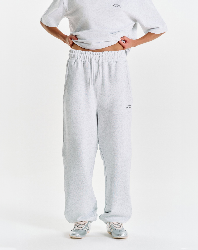 Серые меланжевые оверсайз джоггеры "Logo de base 01"