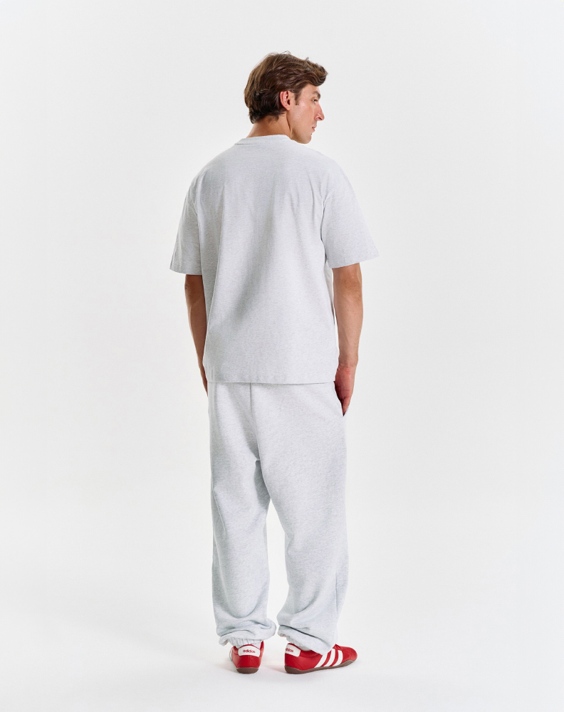 Серые меланжевые оверсайз джоггеры "Logo de base 01"