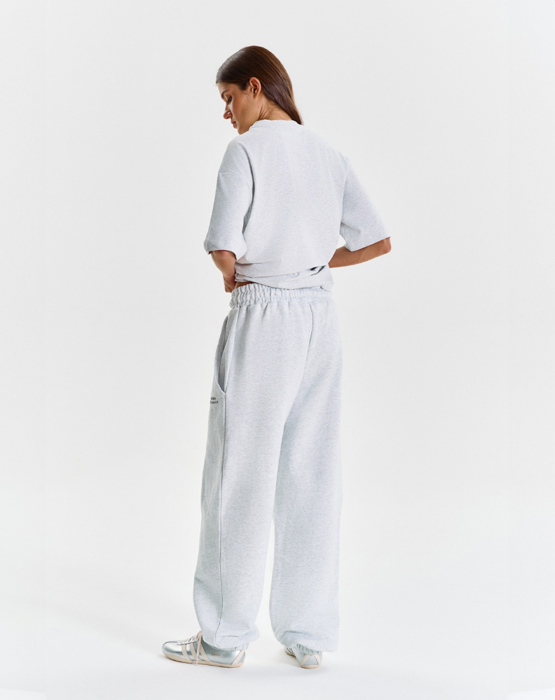 Серые меланжевые оверсайз джоггеры "Logo de base 01"