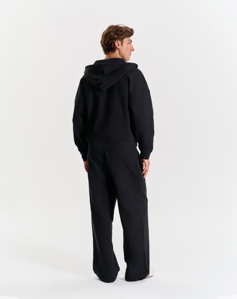 Чёрное оверсайз зип-худи "Logo de base 01"