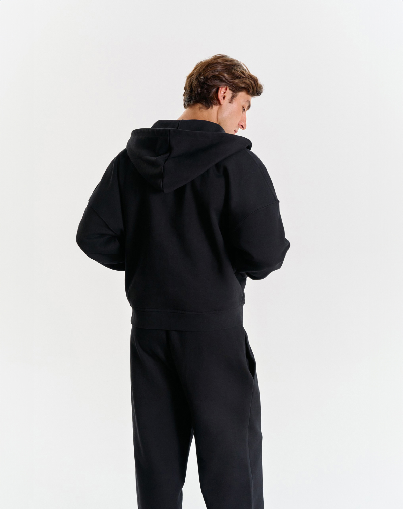 Чёрное оверсайз зип-худи "Logo de base 01"