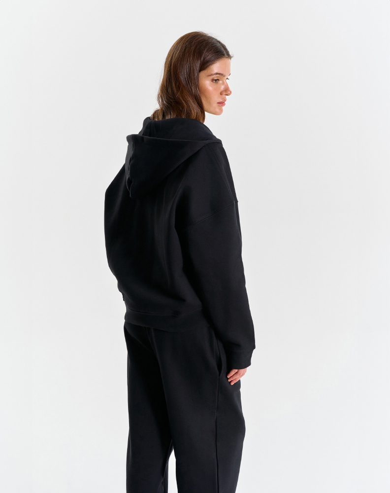 Чёрное оверсайз зип-худи "Logo de base 01"