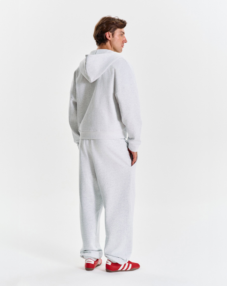 Серое меланжевое оверсайз зип-худи "Logo de base 01"