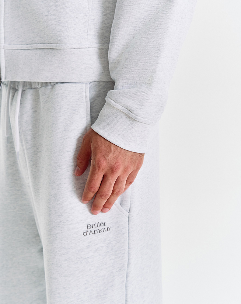 Серое меланжевое оверсайз зип-худи "Logo de base 01"