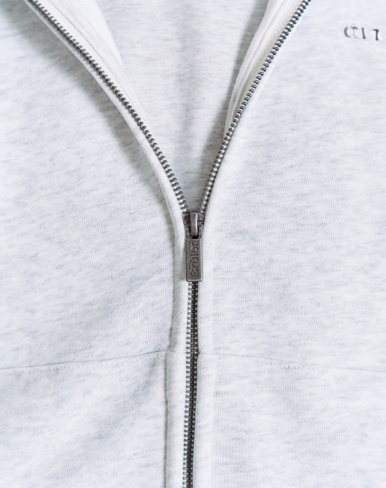 Серое меланжевое оверсайз зип-худи "Logo de base 01"