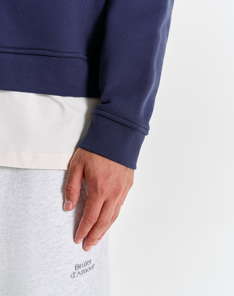 Тёмно-синее оверсайз зип-худи "Logo de base 01"