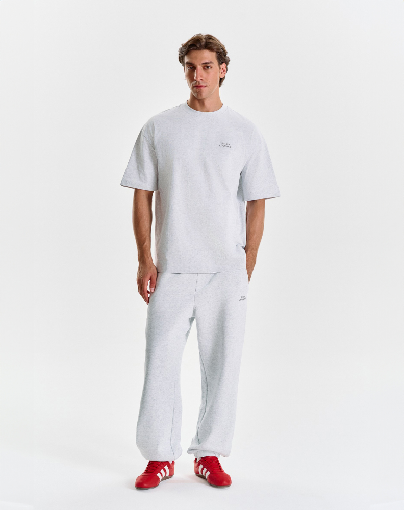 Серая меланжевая оверсайз футболка "Logo de base 02"