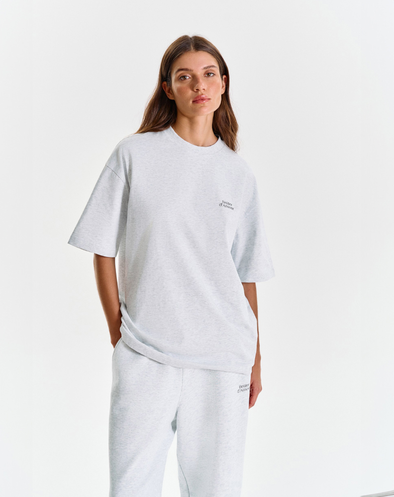 Серая меланжевая оверсайз футболка "Logo de base 02"