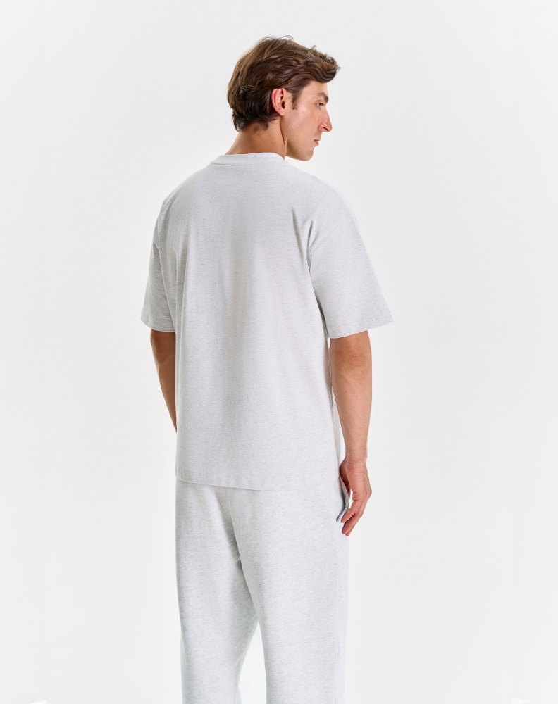 Серая меланжевая оверсайз футболка "Logo de base 02"