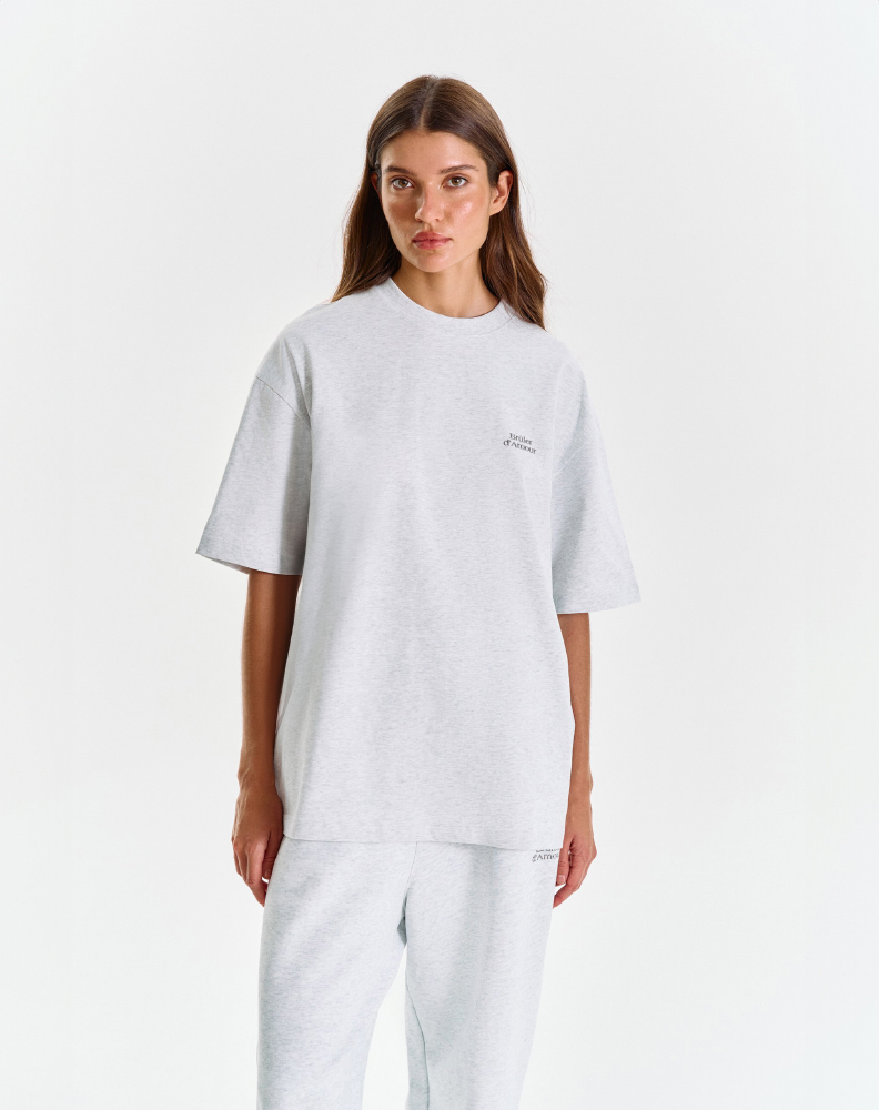 Серая меланжевая оверсайз футболка "Logo de base 02"