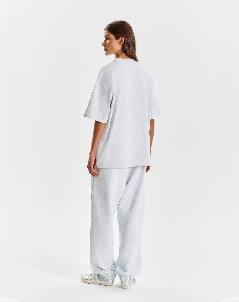 Серая меланжевая оверсайз футболка "Logo de base 02"