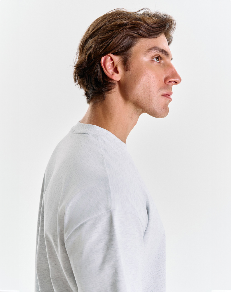 Серая меланжевая оверсайз футболка "Logo de base 02"