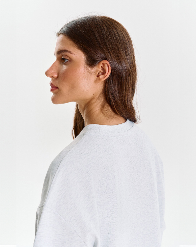 Серая меланжевая оверсайз футболка "Logo de base 02"