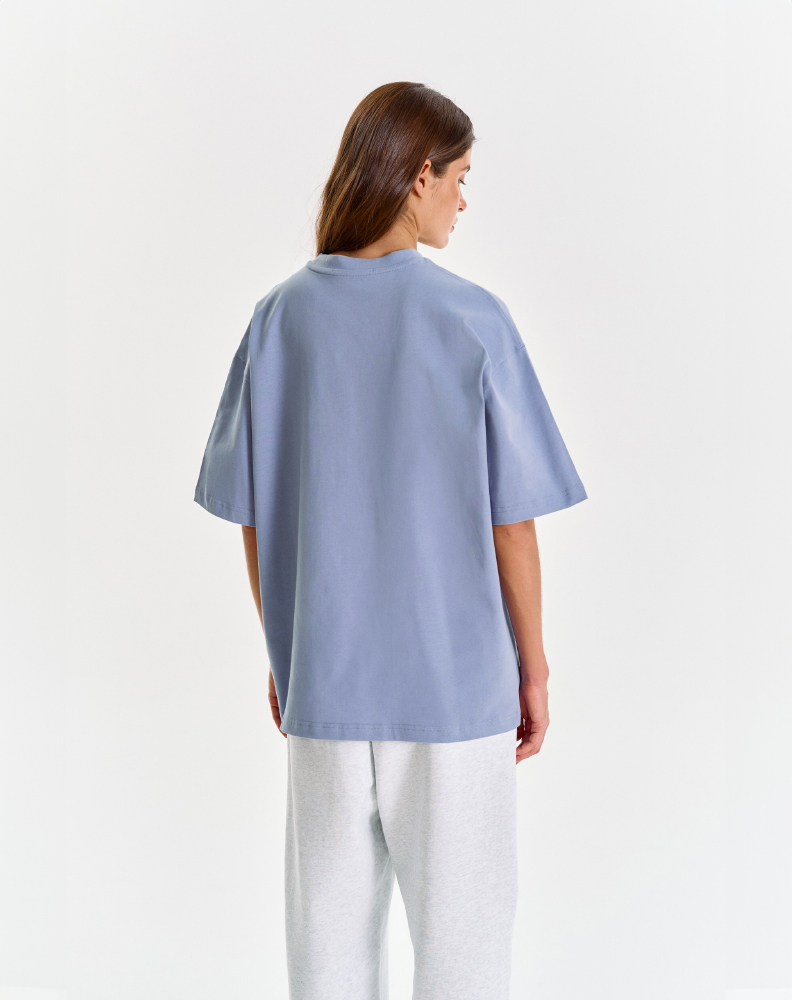 Тёмно-синяя оверсайз футболка "Logo de base 02"