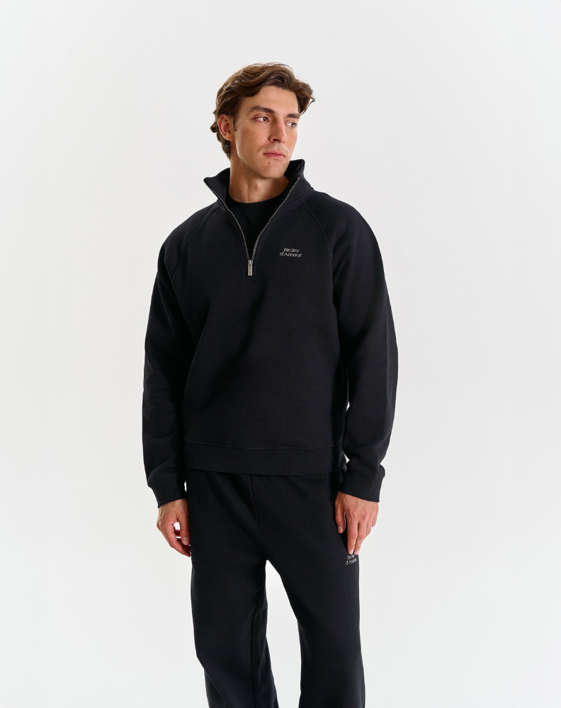 Тёмно-синее оверсайз зип-худи "Logo de base 01"