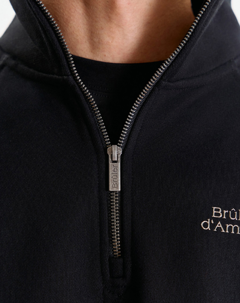 Чёрное half-zip худи "Logo de base 01"