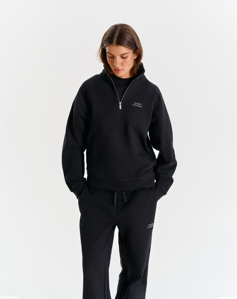 Чёрное half-zip худи "Logo de base 01"