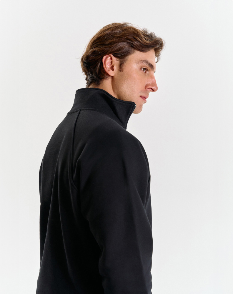 Чёрное half-zip худи "Logo de base 01"