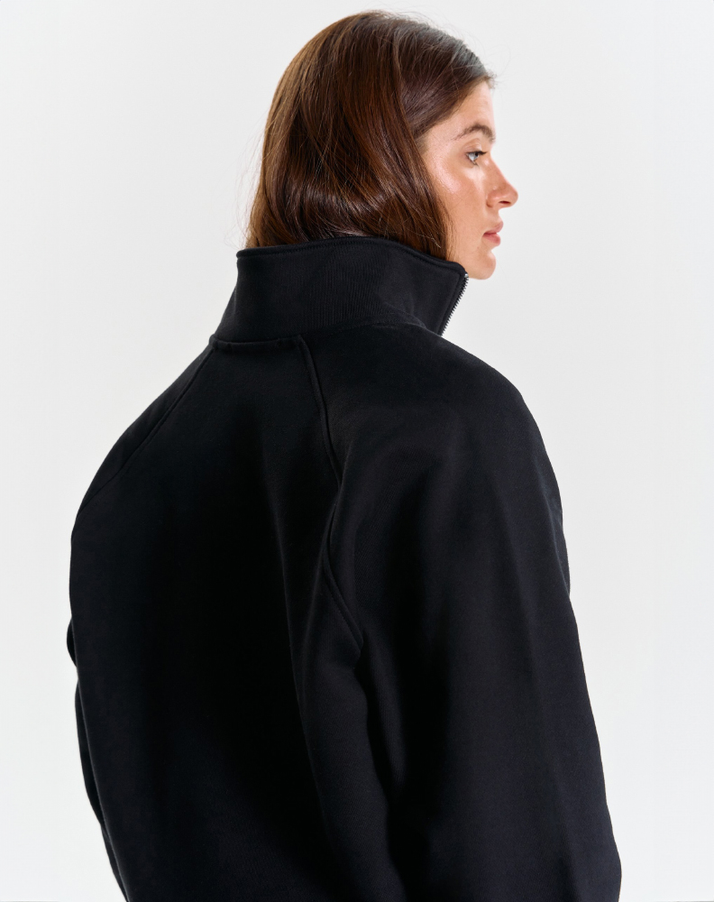 Чёрное half-zip худи "Logo de base 01"