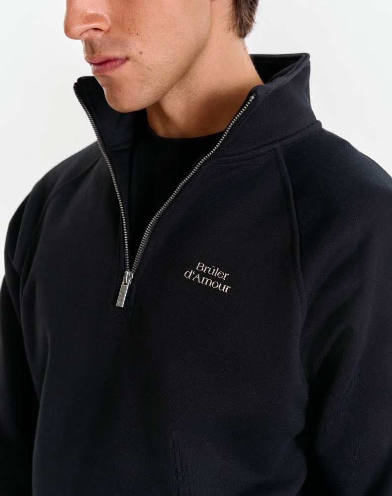 Чёрное half-zip худи "Logo de base 01"