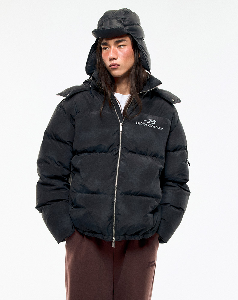 Зимний пуховик "Sable" чёрный с вкраплениями серого