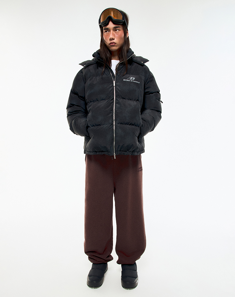 Зимний пуховик "Sable" чёрный с вкраплениями серого