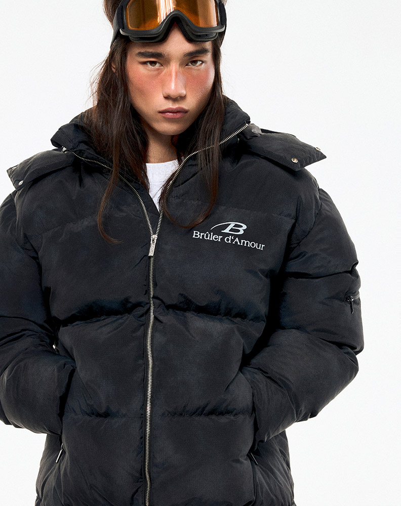 Зимний пуховик "Sable" чёрный с вкраплениями серого