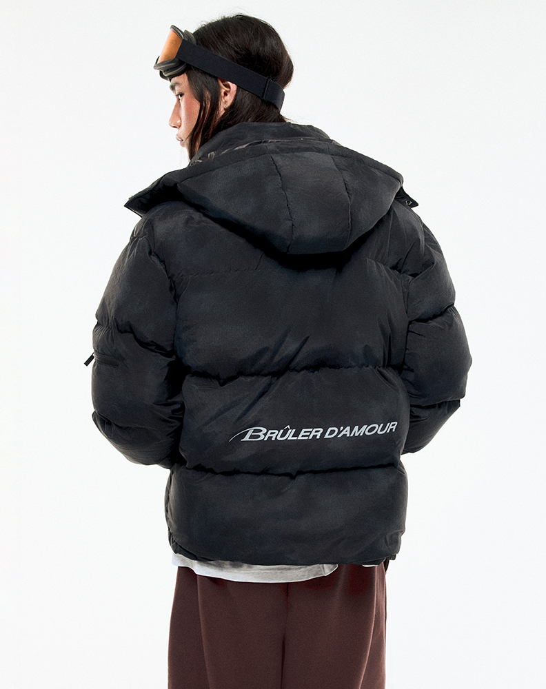 Зимний пуховик "Sable" чёрный с вкраплениями серого