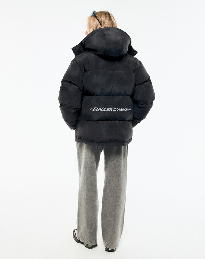 Зимний пуховик "Sable" чёрный с вкраплениями серого