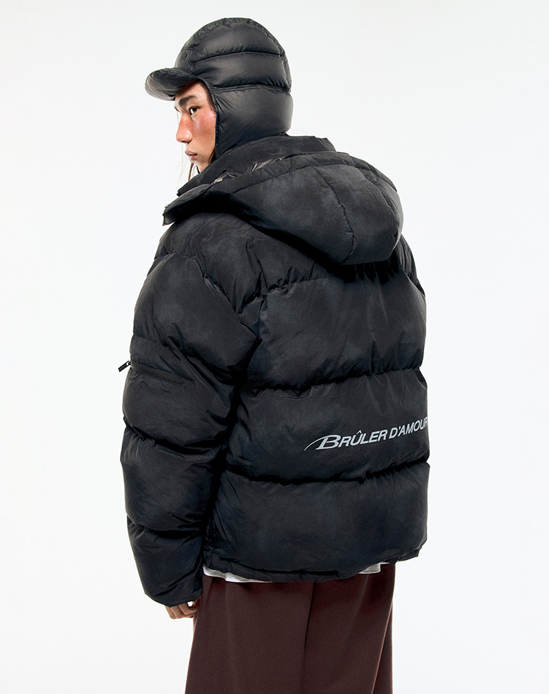 Зимний пуховик "Sable" чёрный с вкраплениями серого