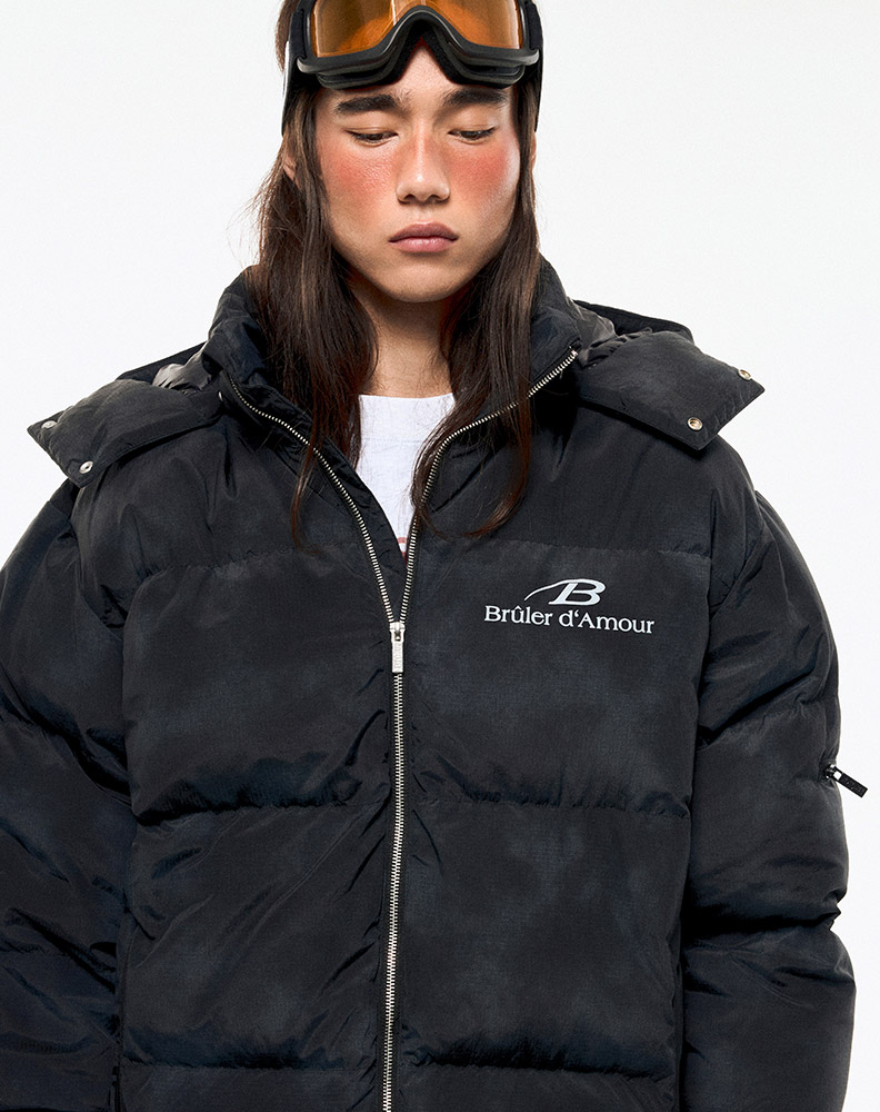 Зимний пуховик "Sable" чёрный с вкраплениями серого