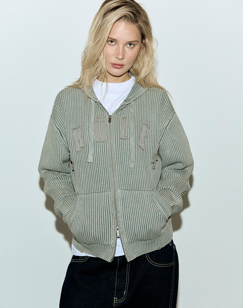 Вязаный зип-худи серого цвета “Blesser”