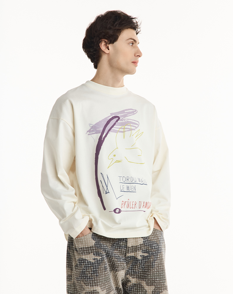 Лонгслив «Птица» молочный