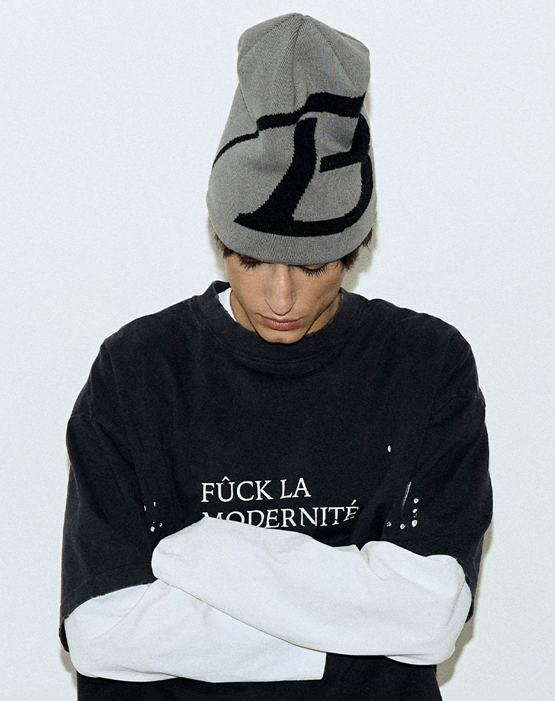 Серая вязаная шапка “Signature”